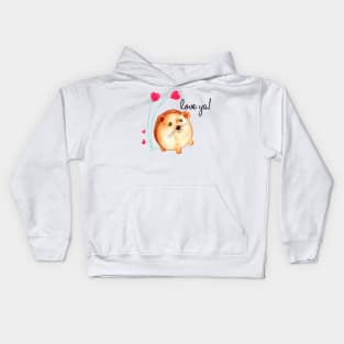 Hedgehog Valentines Day Kids Hoodie